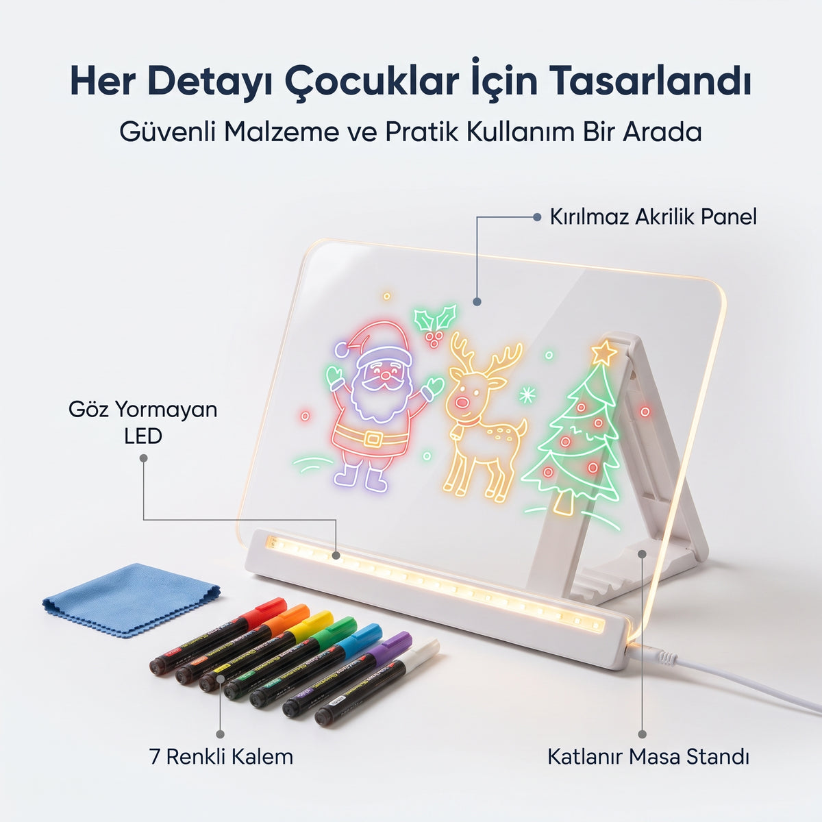 Çocukları Ekrandan Uzaklaştıran Led Işıklı Çizim Tahtası