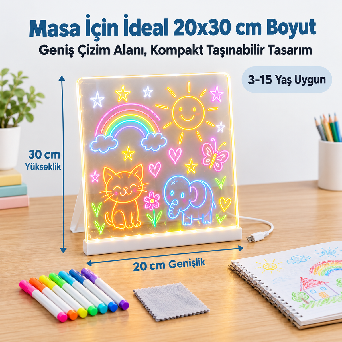 Çocukları Ekrandan Uzaklaştıran Led Işıklı Çizim Tahtası